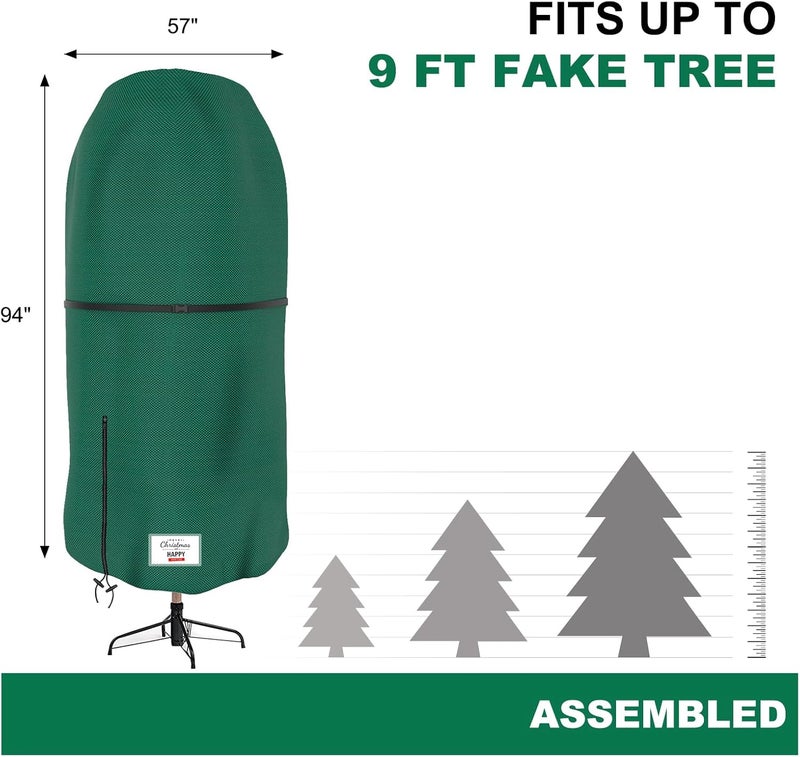 DUDSOEHO Christmas Tree Cover with Adjustable Straps, Upright Xmas Tree Storage Bag with Zipper & Drawstring for up to 9 Foot Artificial Tree Standing with Ornaments, Waterproof, Dustproof - Image 2